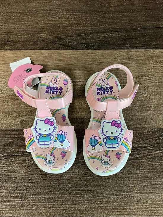 Hello Kitty Pink Rainbow Graphic Girls' Sandals