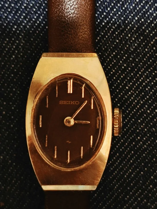 Vintage 1970s Seiko  Mechanical Wind-Up Watch Chocolate Brown Dial Runs Great!