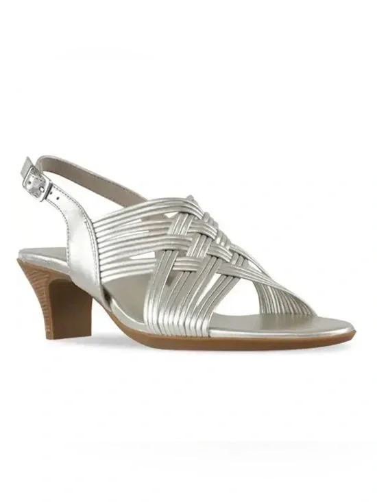 Munro Marianna Gold Silver Strappy Low Heel Sandals - Women size 10 SS