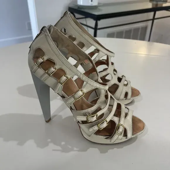 L.A.M.B Gwen Stefani LAMB DAVIN Natural Leather Strappy Pumps Size 8.5