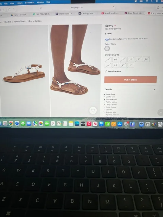 Sperry Island  T Bar Knot Sandals with Tan Footbed
