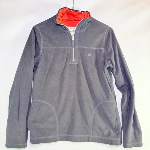 Old Navy Boys Small Gray Quarter Zip Fleece Pullover Mock Neck Sweater Jacket‎