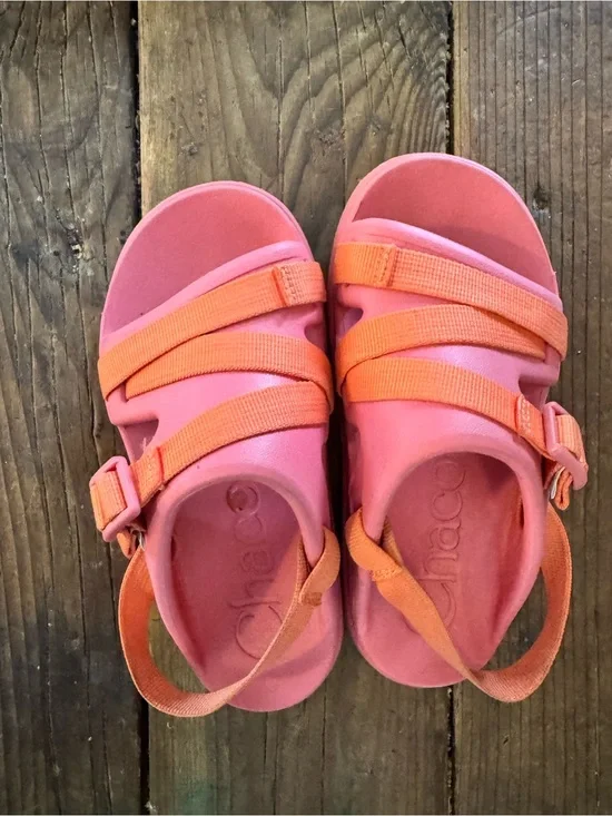 Chaco Kids Pink and Orange Adjustable Strap Sandals