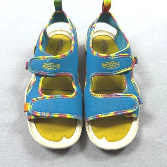 Keen Kids Blue Rainbow Tie Dye Waterproof Washable Sandals Contour Arch Support