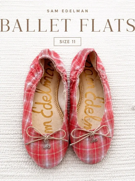 Sam Edelman Felicia Plaid Ballet Flats Pink Plaid Size 3