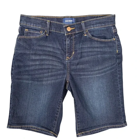 Old Navy Denim Shorts Girls Size 16 Regular Blue Long Length Jean‎ Shorts