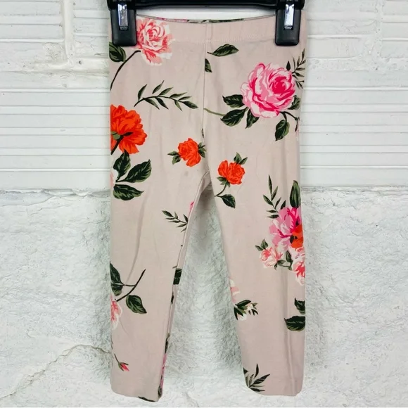 Old Navy Floral rose Kids cotton stretch Leggings - Pink and Orange size 2T
