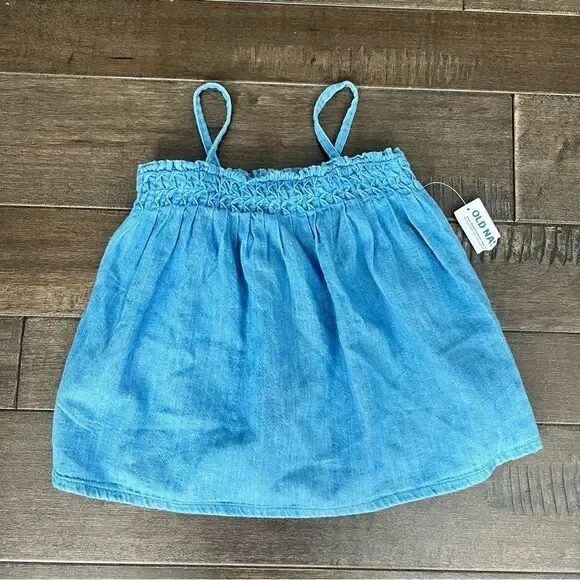 Old Navy Blue Denim Chambray Top Tank Spaghetti Strap Cami 4T