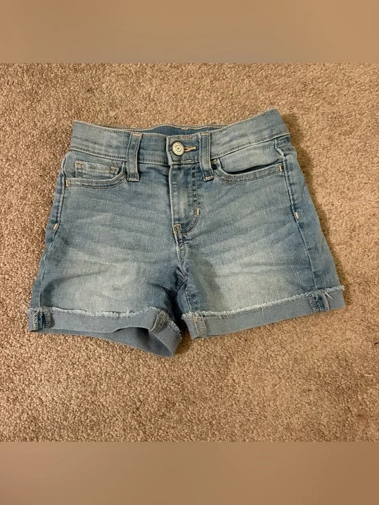Old Navy girls size 6 Classic Light Blue Denim Shorts adjustable waist