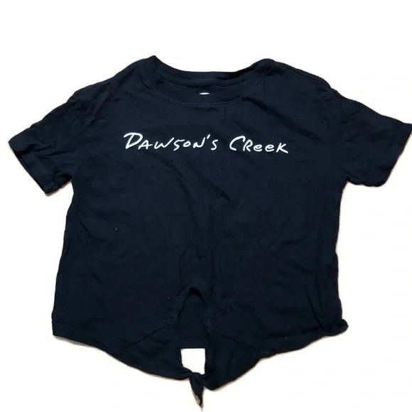 Dawson’s Creek T-shirt Medium Girls Black White Waist Tie