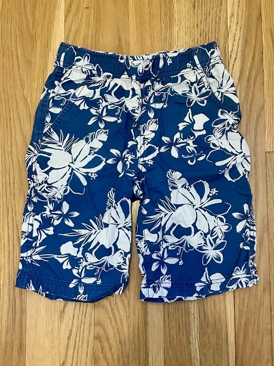 Old Navy Shorts boy’s size 7 blue and white tropical print adjustable waist