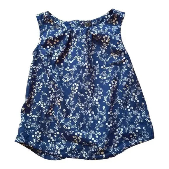 Old Navy Navy Blue Floral Kids Blouse