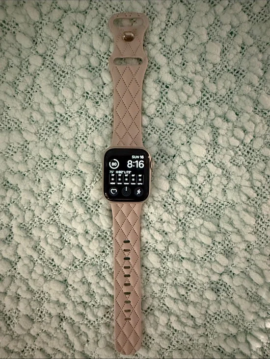 Apple Watch with Quilted Beige Sport Band