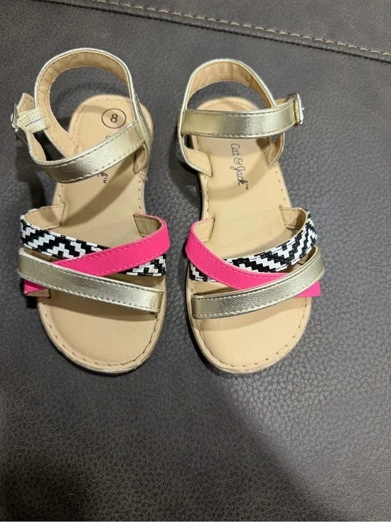 Cat & Jack Gold, Pink and Black Patterned Girls' Strappy Sandals