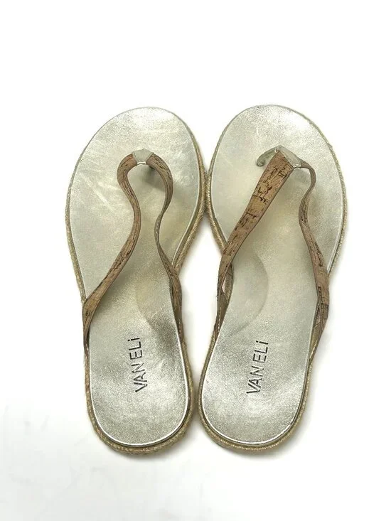 Vaneli gold flip flops size 8M