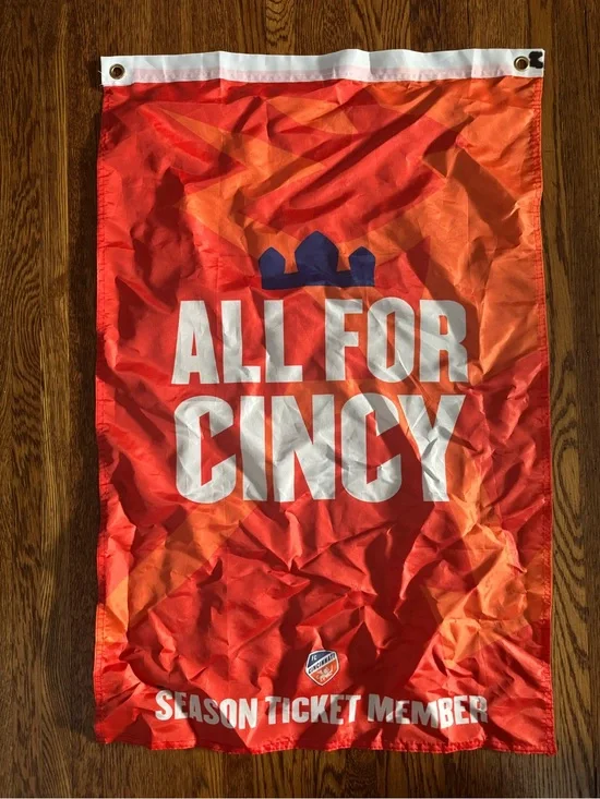 CINCINNATI FC SOCCER FLAG BANNER! (All for Cincy) SEASON TICKET MEMBER FLAG!