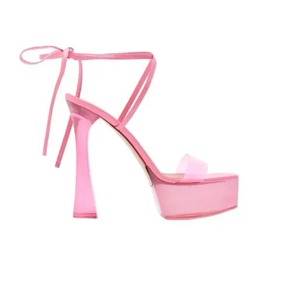 Amina Muaddi Pvc Pink Sita Platform Sandals Size IT 40 / US 10