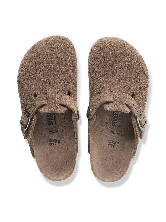 Birkenstock Kids Taupe Suede Single Buckle Clog Sandals
