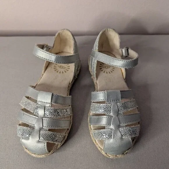 UGG Matilde Sparkles Toddler's Sandal Silver Metallic Toddler Size 9