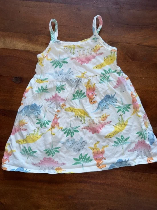 Old Navy‎ White Tank Dress with Pastel Dinosaur Print