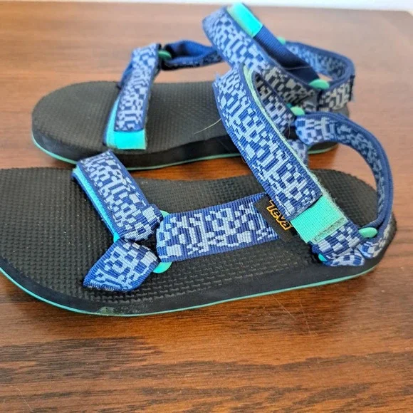 Teva Kids Original Universal Blue Teal Geometric Sandals 1116656C Size 2
