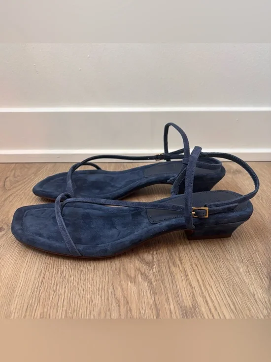 Madewell Women’s The Maycie Asymmetric T-Strap Sandal Suede Blue Size 7.5 NU745