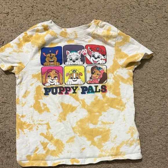 Old Navy Yellow Tie-Dye Puppy Pals Short Sleeve Tee
