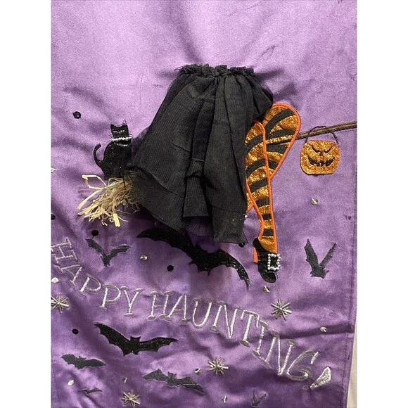 3D Witch Legs & Broom Halloween Table Runner 14”x72