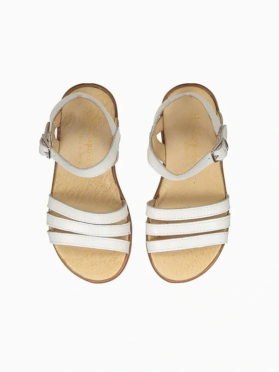 La Coqueta Sienna White Nappa Leather Sandals Girls Size 27 EU / US 10