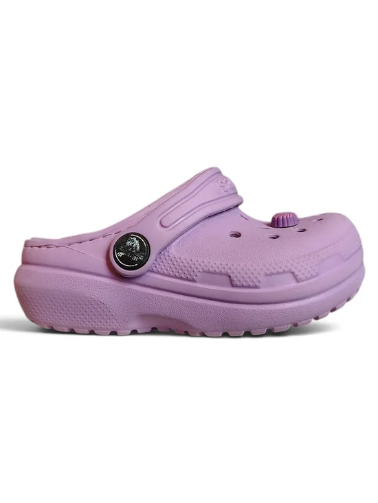 Crocs Kids Classic Lined Clog Lavender Purple Fur Lined Slip On Shoes Size C7