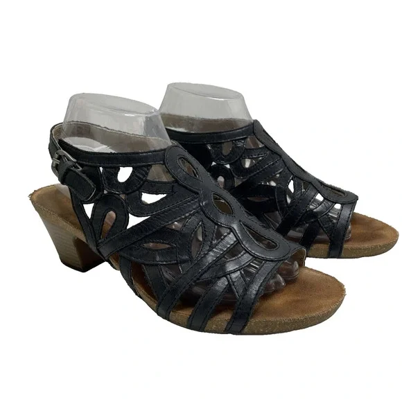 Josef Seibel‎ Women's Leather Sandal Shoe Ruth EU 41 US 9.5 Slingback Black