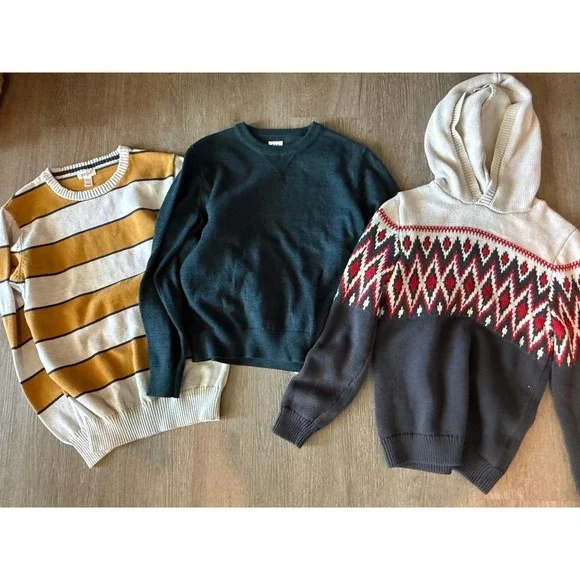 Kids Sweater Fall Winter Old Navy Fair Isle Gap‎ Green Cat Jack Striped L 10-14