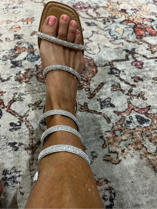 Silver Rhinestone Gladiator Sandal. Size 7.5