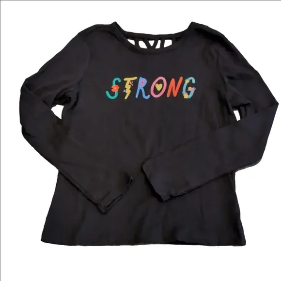OLD NAVY Strong Long Sleeve Tshirt Strappy Back Black Girls Size Medium