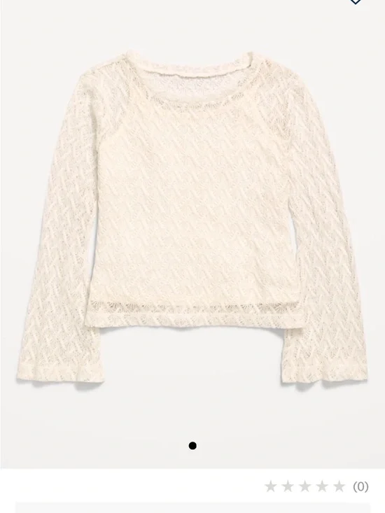 Old Navy Girls L 10/12 Cream Crochet Lace Bell Sleeve Top