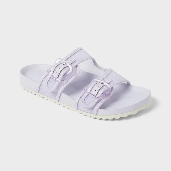 Cat & Jack Kids Kaia Mesh Footbed Sandals Purple Slip On Buckle Size 4Y