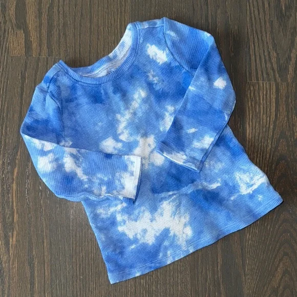 Old Navy Blue Tie-Dye Thermal Long Sleeve Tee | 18-24M