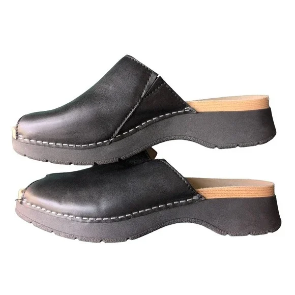 Dansko Ravyn Black Peep Toe Slide Sandals Women's Size EU 41 US 10 Comfort