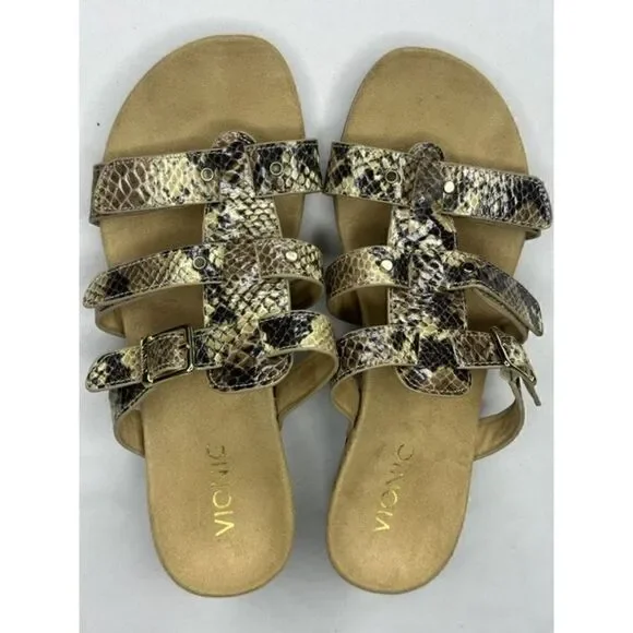 VIONIC NEW Radia Snakeskin Wedge Sandals Slides Size 8