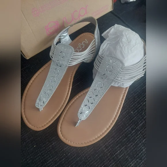 NIB Sugar Bernice sandals silver size‎ large
