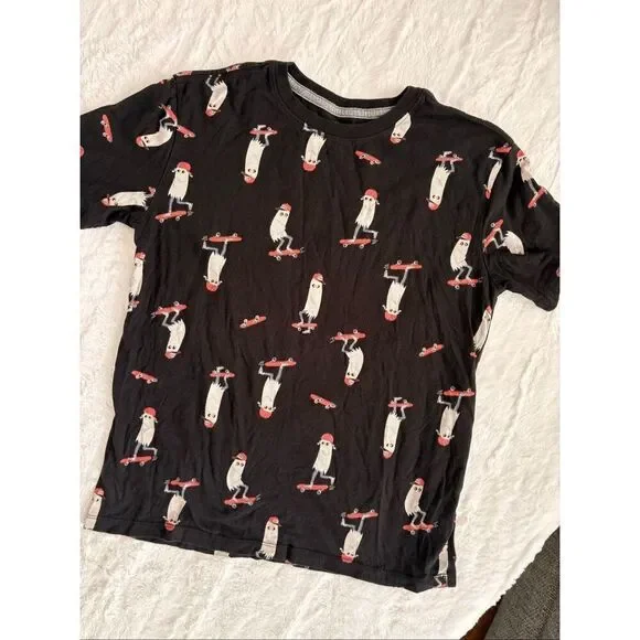 Old Navy XL Graphic T-Shirt Skateboard Print Black Tee