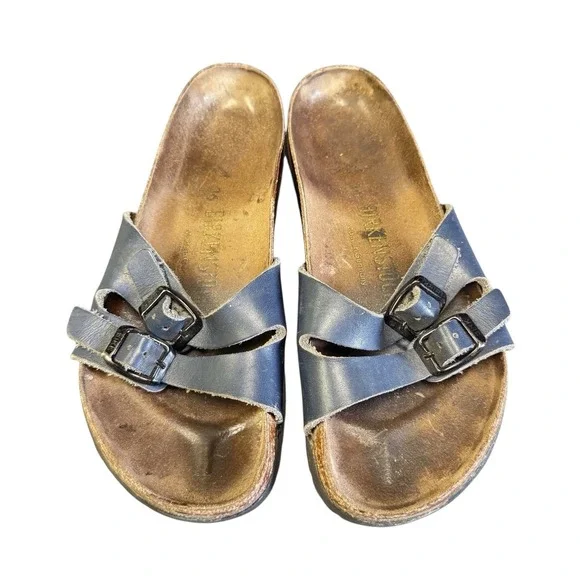 Birkenstock Women EU 36 (US 5 - 5.5) Navy Sandals 2 Strap Yao Birko-Flor Balance