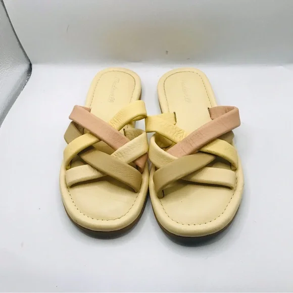 Madewell‎ ComfortSlide Women's Cream & Pink Woven Slide Sandals