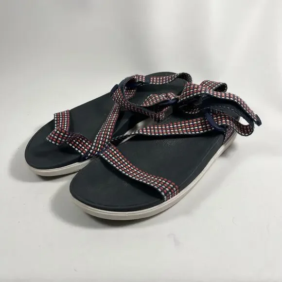Fitflop Z Strap Sandals 9 Comfort Casual Blue Red Summer Classic Beach