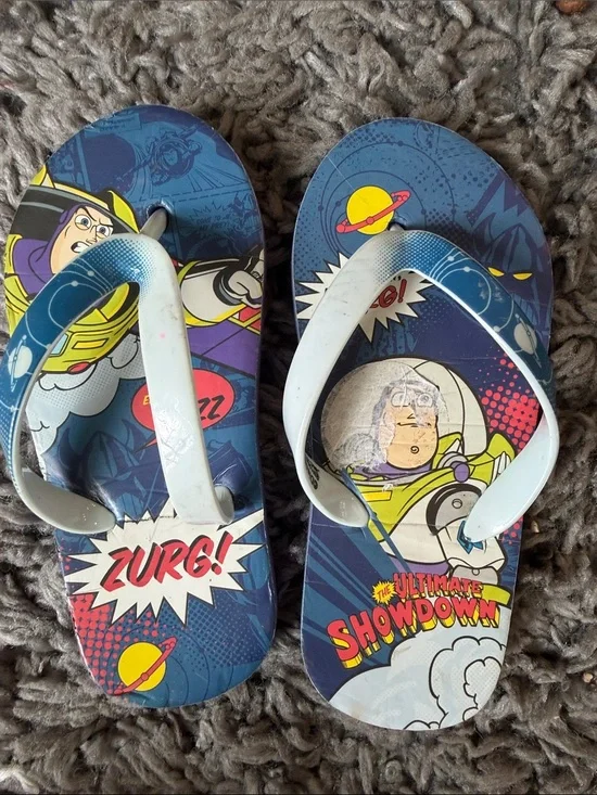 Kids' Blue Buzz Lightyear Graphic Flip Flops