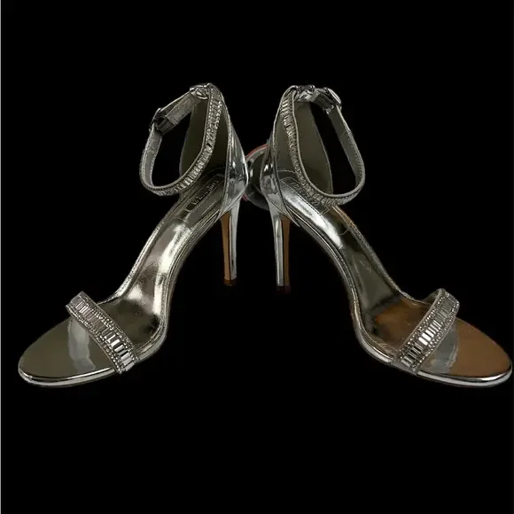 Forever 21 Women’s‎ Size 9 Silver Open Toe Ankle Strap 4