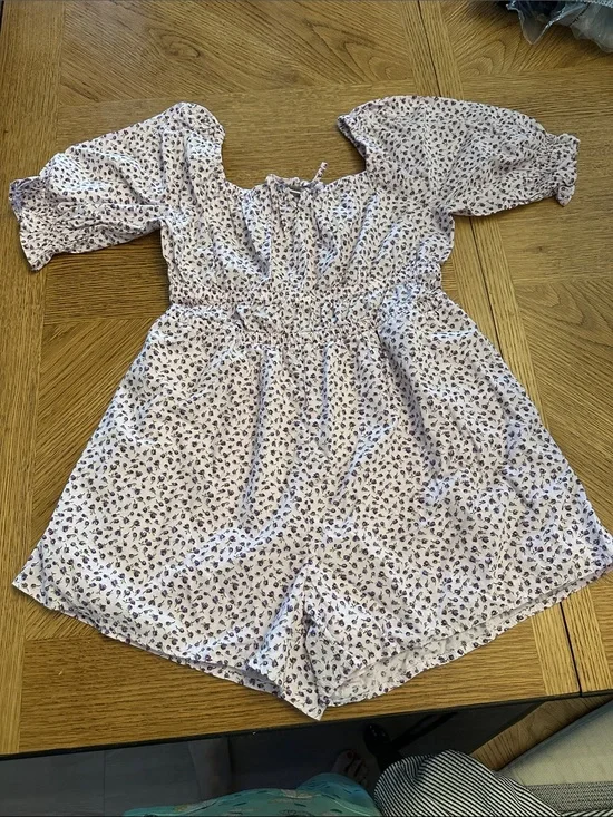 Old Navy Lavender Floral Puff-Sleeve One-Piece Romper