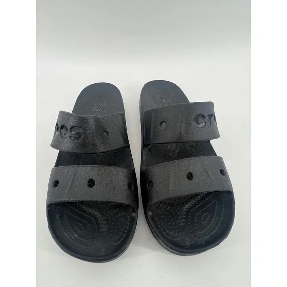 Crocs Classic Sandal Womens 8 Black Two Strap Slide Slip On Comfort
