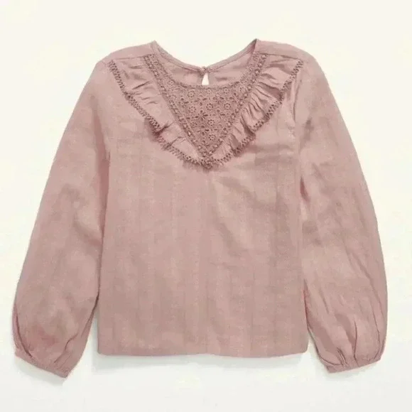 Old Navy Textured Dobby Long-Sleeve Ruffle Top for Girls