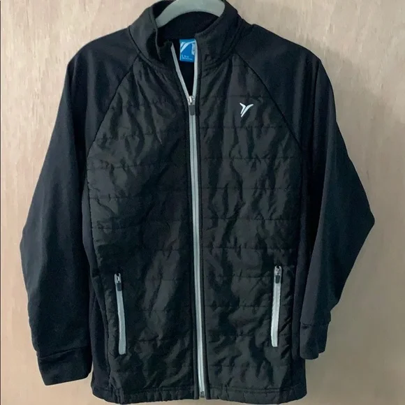 Old Navy Active Boys Black Quilted Zip-Up Jacket Size Large 10 –1 2